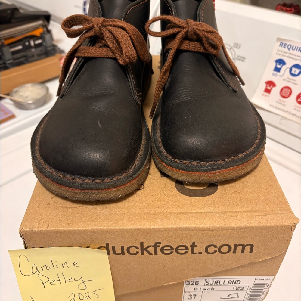 Duckfeet Black Sjaelland Boots with original Brown Laces Size 37